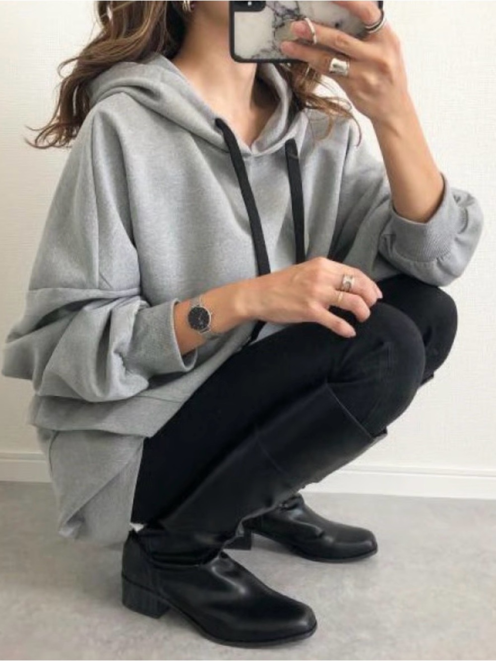 ZARA Oversized Hoodie Gray Size Small Soft Minimalist Streetwear Pullover - Picture 4 of 8